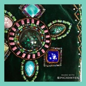 Bejeweled velvet crossbody bag